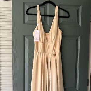 Gold V Neck Bridesmaid Dress from FancyVestido